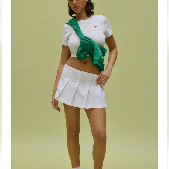 Urban Outfitters FILA X Hailey Pleated Mini Skirt in White Size 8 - Picture 5 of 5